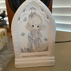 Precious Moments White and Blue Figurine with Floral Details